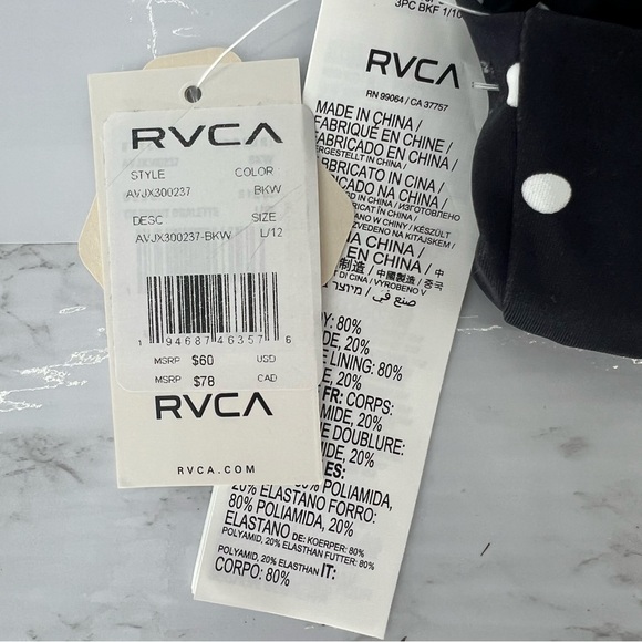 RVCA tie front polka dot bikini TOP - Picture 7 of 8